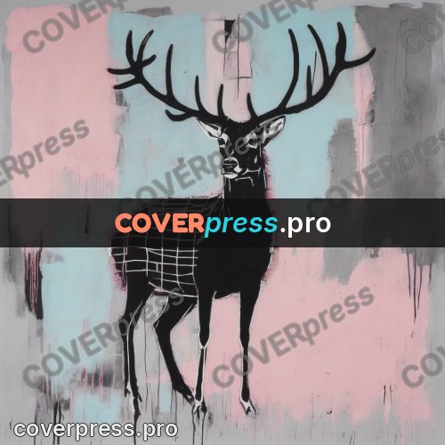 Basquiat style drawing: deer with branching antlers