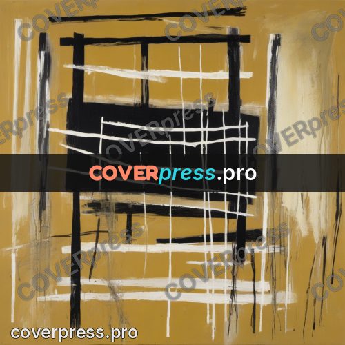 Basquiat style drawing: ladders on an ochre field