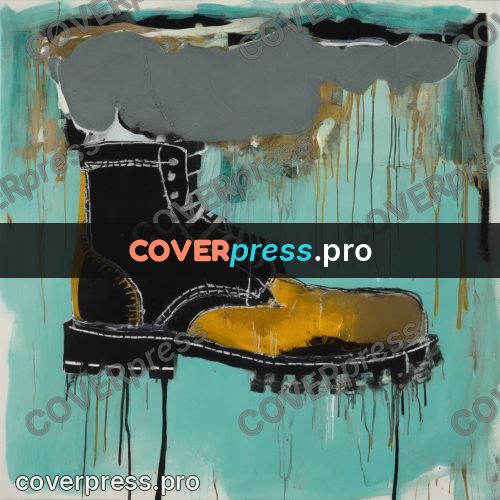 Basquiat style drawing: high boot with laces