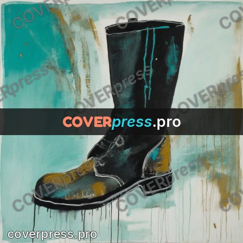 Basquiat style drawing: high boot with laces