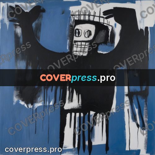 Basquiat style drawing: figure with ribs on blue