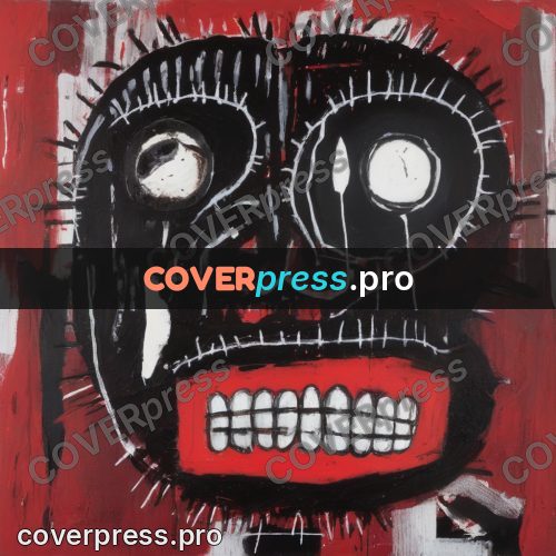 Basquiat style drawing: head with bared teeth