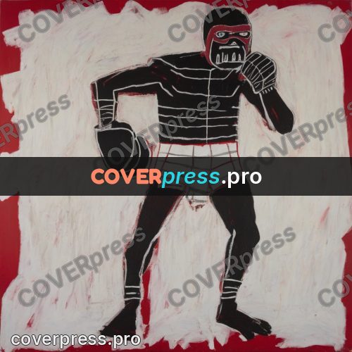 Basquiat style drawing: boxer in gloves