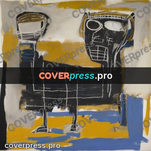 Basquiat style drawing: figure with a bucket