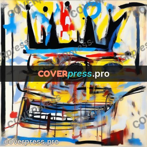 Basquiat style drawing: head in a crown