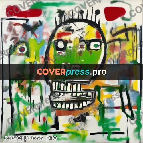 Basquiat style drawing: green head with teeth