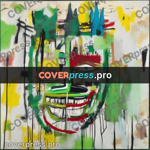 Basquiat style drawing: green head with teeth