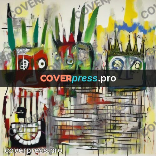 Basquiat style drawing: green head with teeth
