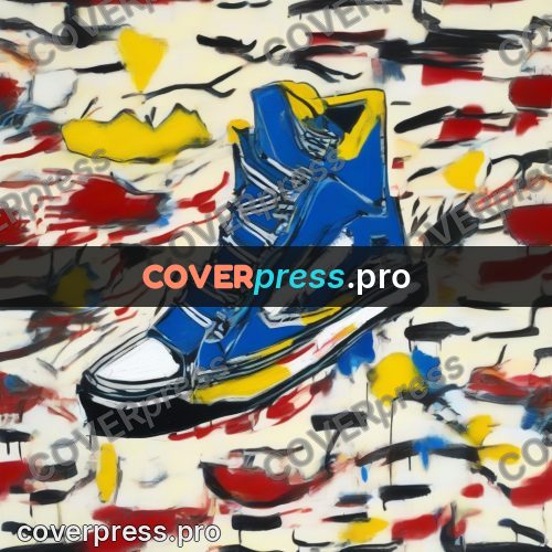 Basquiat style drawing: high top sneakers with laces