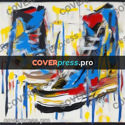 Basquiat style drawing: high top sneakers with laces