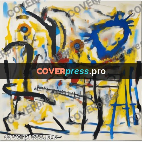 Basquiat style drawing: blue and yellow strokes