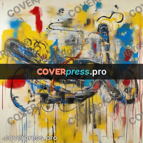 Basquiat style drawing: blue and yellow strokes