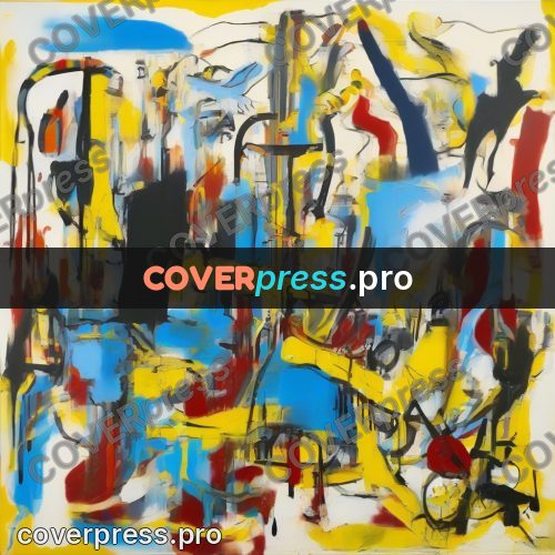 Basquiat style drawing: blue and yellow strokes