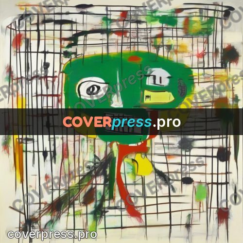 Basquiat style drawing: head with an open mouth