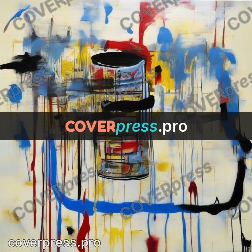 Basquiat style drawing: red and blue patches
