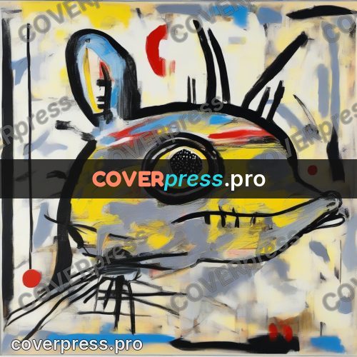 Basquiat style drawing: animal face with whiskers