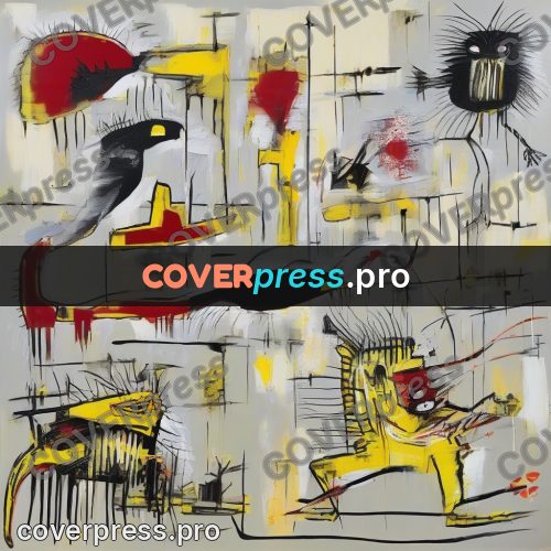 Basquiat style drawing: animal face with whiskers