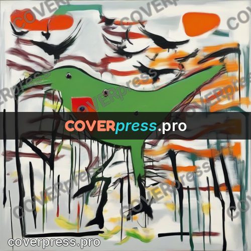 Basquiat style drawing: bird with a long beak