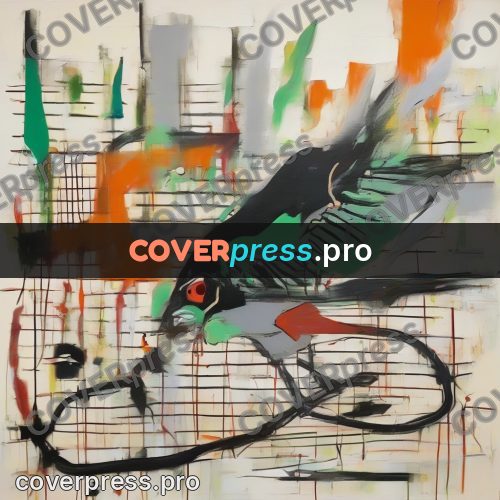 Basquiat style drawing: bird with a long beak