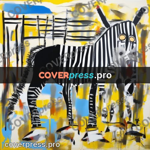 Basquiat style drawing: zebra in stripes