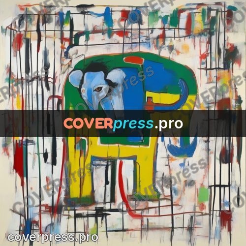 Basquiat style drawing: elephant with a trunk
