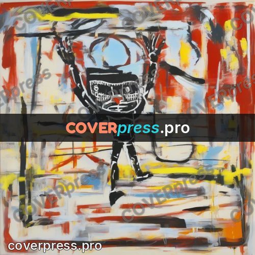 Basquiat style drawing: player figure in motion