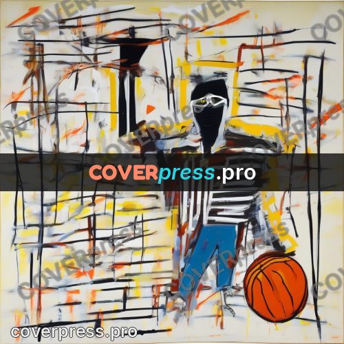 Basquiat style drawing: player figure in motion