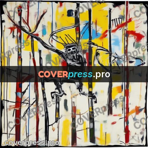 Basquiat style drawing: player figure in motion
