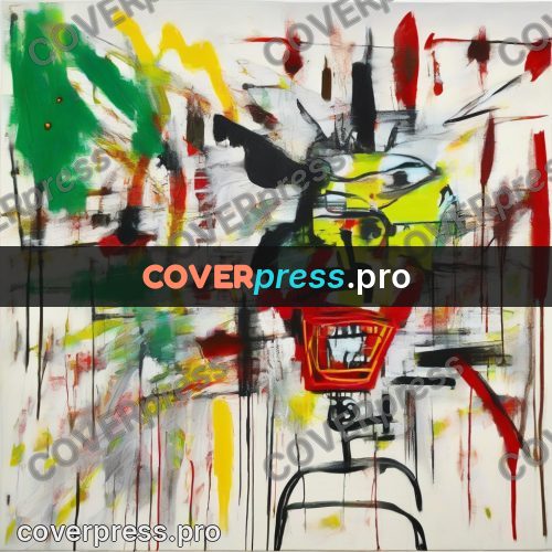 Basquiat style drawing: red and black lines