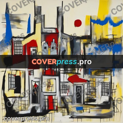 Basquiat style drawing: houses with yellow walls