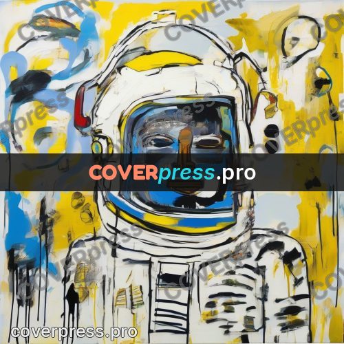 Basquiat style drawing: astronaut in a helmet