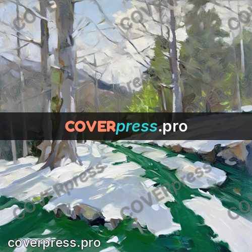Oil painting illustration: snow under the trees