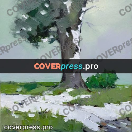 Oil painting illustration: snow under the trees