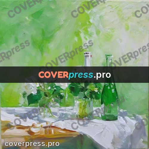 Oil painting illustration: glassware on a white cloth