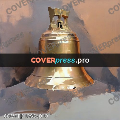 Oil painting illustration: bronze bell by a wall