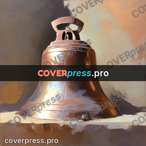 Oil painting illustration: bronze bell by a wall