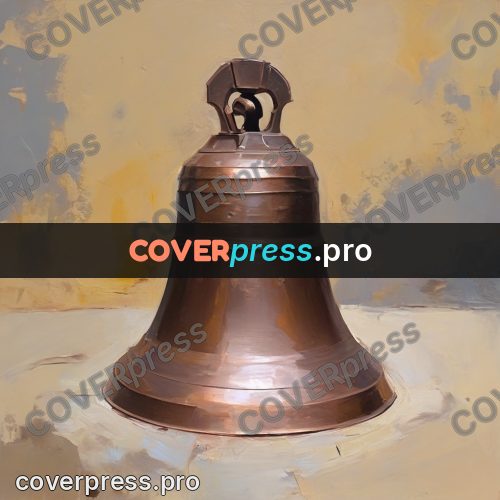 Oil painting illustration: bronze bell by a wall