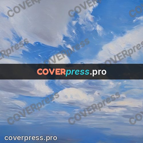 Oil painting illustration: clouds above the water