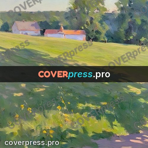 Oil painting illustration: green field on a summer day