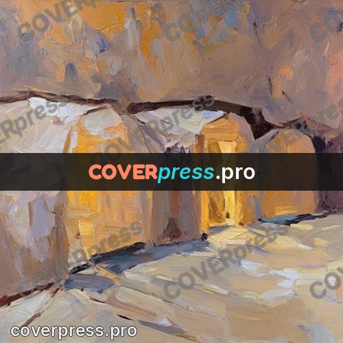 Oil painting illustration: tunnel cut in pale stone
