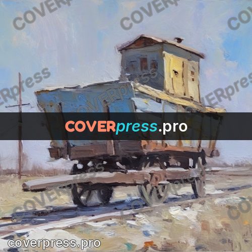 Oil painting illustration: tipper wagon on rails