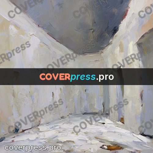 Oil painting illustration: empty white hall