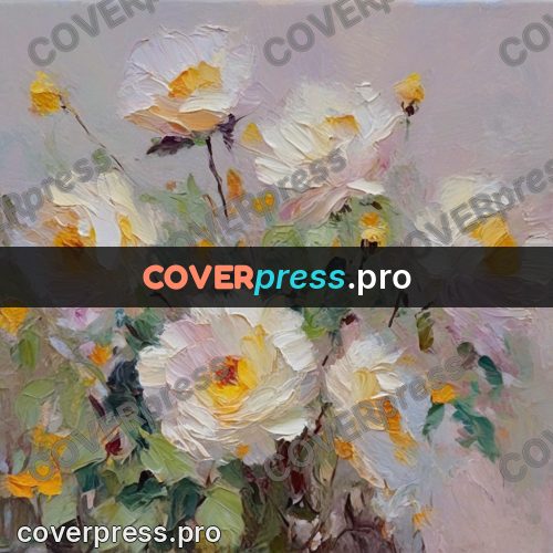 Oil painting illustration: large garden flowers