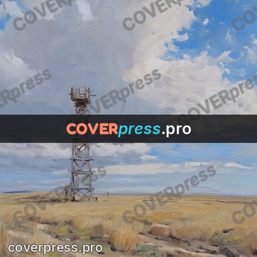 Oil painting illustration: wooden tower in the steppe
