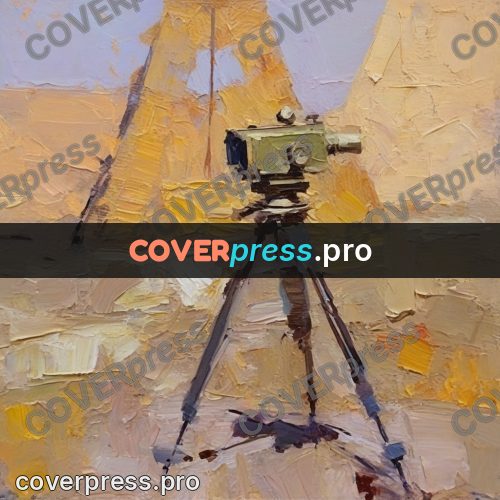 Oil painting illustration: instrument on a tripod