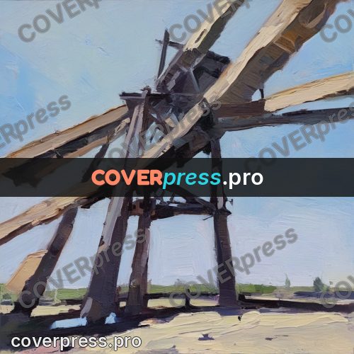 Oil painting illustration: wooden frame seen from below