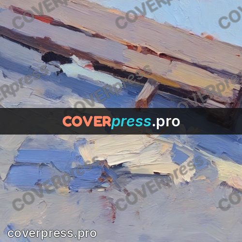 Oil painting illustration: wooden beams against the sky