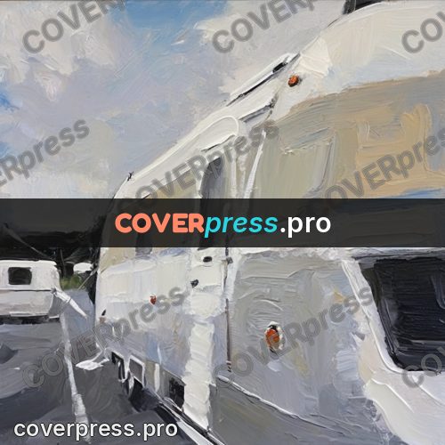 Oil painting illustration: silver travel trailer