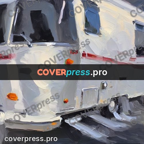 Oil painting illustration: silver travel trailer