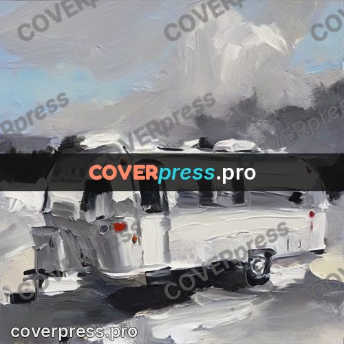 Oil painting illustration: silver travel trailer